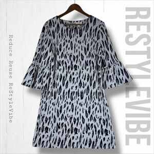 TYLER BOE Women’s Size L Dress 3/4 Bell Sleeve Sheath Animal Leopard Print NWT